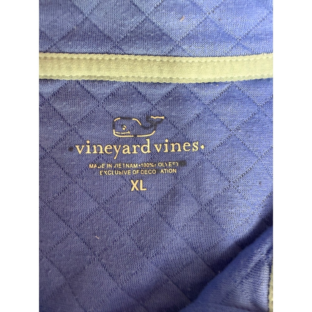 Women's Vineyard Vines Quilted Pullover Shirt Blue Pink Snap Mock Neck Size XL - Picture 3 of 9